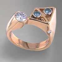 white and green diamond yellow gold ring